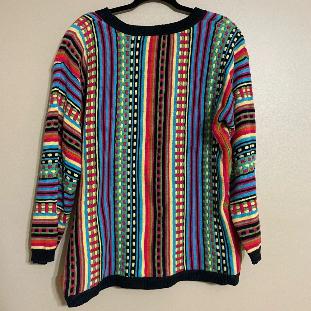 Vintage 90s cotton 3D‎ knit Coogi Style Sweater size large - Picture 5 of 6